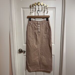 Topshop Taupe/Sand/Blush Denim Pencil Skirt with Button Detail and Side slits 💕